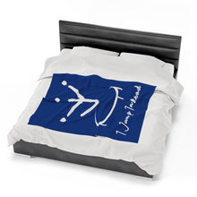 Load image into Gallery viewer, I Jump Instead Plush Blanket - Moody Blue w/ White Logo
