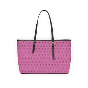 Faux Leather Shoulder Bag - Blush Pink w/ Black Logo