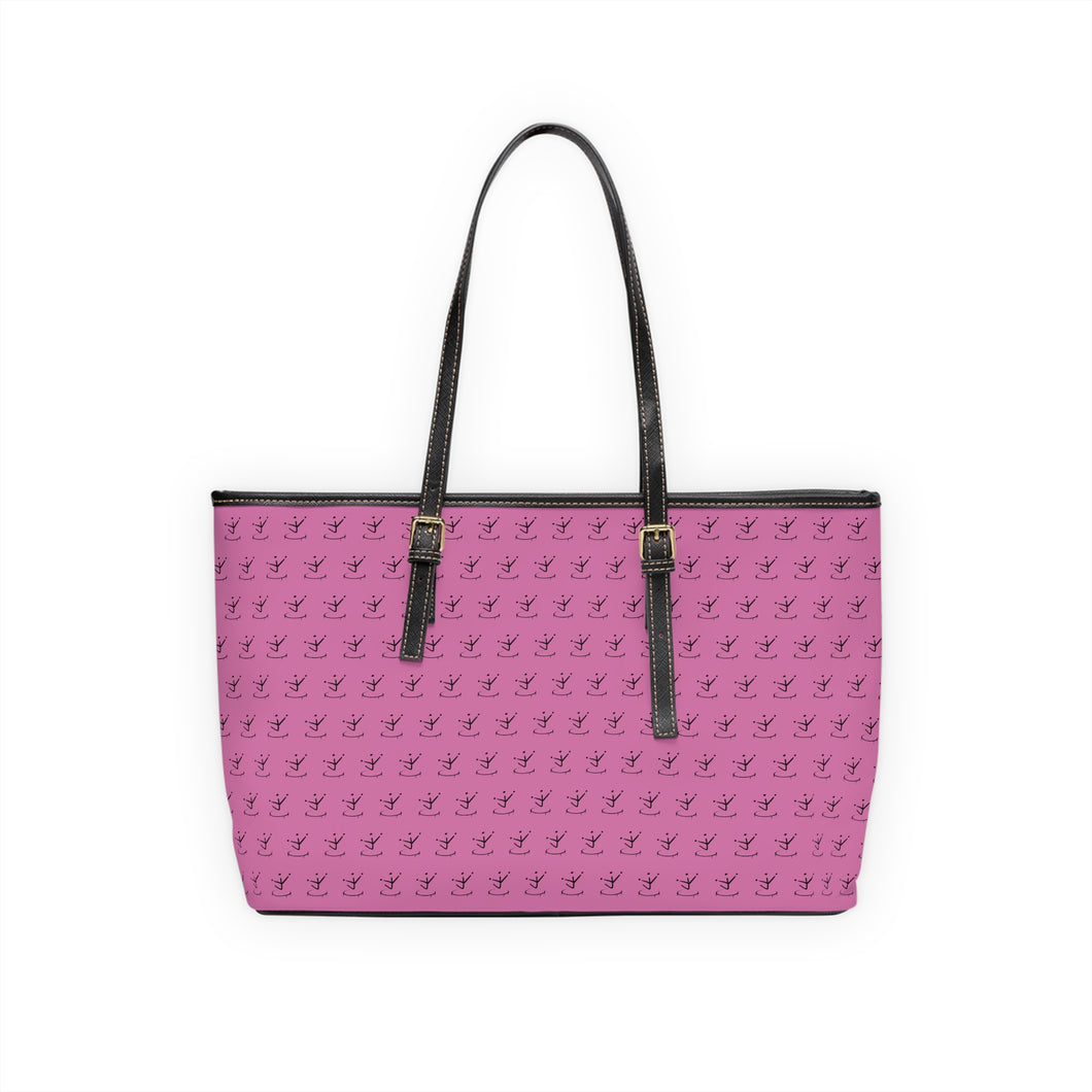 Faux Leather Shoulder Bag - Blush Pink w/ Black Logo