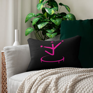 I Jump Instead Lumbar Pillow - Black w/ Pink Logo