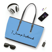 Load image into Gallery viewer, Faux Leather Shoulder Bag - Baby Blue w/ Black Logo
