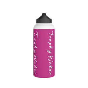 I Jump Instead Stainless Steel Water Bottle - Magenta w/ White Logo