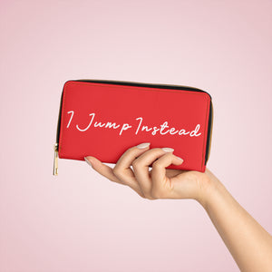 I Jump Instead Trophy Wallet - Showstopper Red w/ White Logo