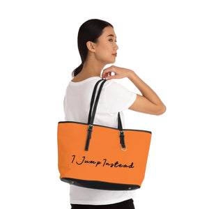Faux Leather Shoulder Bag - Tangerine Orange w/ Black Logo