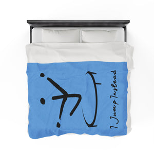 I Jump Instead Plush Blanket - Baby Blue w/ Black Logo