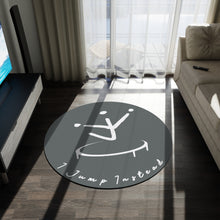 Load image into Gallery viewer, I Jump Instead Round Rug - Stormy Grey w/ White Logo
