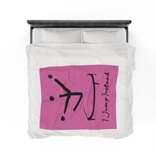 Load image into Gallery viewer, I Jump Instead Plush Blanket - Blush Pink w/ Black Logo
