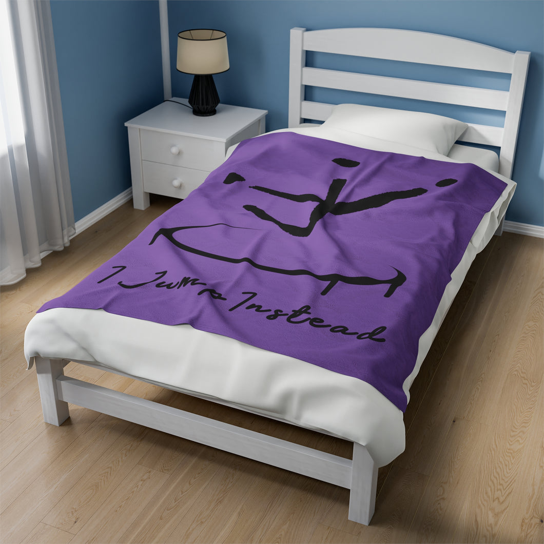 I Jump Instead Plush Blanket - Lavish Purple w/ Black Logo