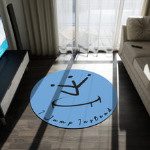 Load image into Gallery viewer, I Jump Instead Round Rug - Baby Blue w/ Black Logo
