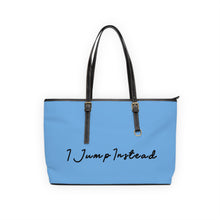 Load image into Gallery viewer, Faux Leather Shoulder Bag - Baby Blue w/ Black Logo
