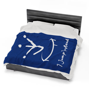 I Jump Instead Plush Blanket - Moody Blue w/ White Logo