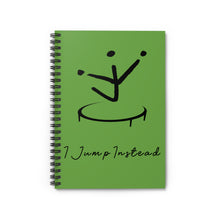 Load image into Gallery viewer, I Jump Instead Spiral Notebook - Earthy Green w/ Black Logo
