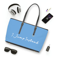 Load image into Gallery viewer, Faux Leather Shoulder Bag - Baby Blue w/ White Logo
