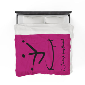 I Jump Instead Plush Blanket - Magenta w/ Black Logo