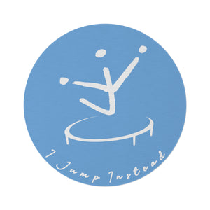 I Jump Instead Round Rug - Baby Blue w/ White Logo