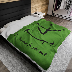 I Jump Instead Plush Blanket - Earthy Green w/ Black Logo