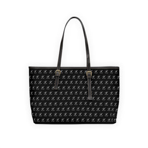 Faux Leather Shoulder Bag - Modern Black w/ White Logo