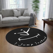 Load image into Gallery viewer, I Jump Instead Round Rug - Modern Black w/ White Logo
