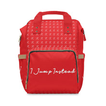 Load image into Gallery viewer, I Jump Instead Trophy Backpack - Showstopper Red w/ White Logo
