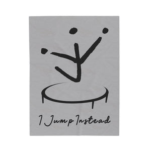 I Jump Instead Plush Blanket - Airy Grey w/ Black Logo