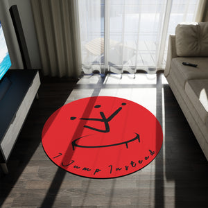 I Jump Instead Round Rug - Showstopper Red w/ Black Logo