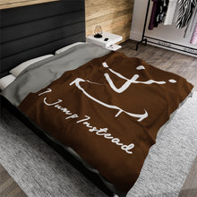 Load image into Gallery viewer, I Jump Instead Plush Blanket - Cocoa Brown w/ White Logo
