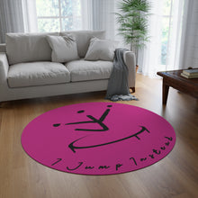 Load image into Gallery viewer, I Jump Instead Round Rug - Magenta w/ Black Logo
