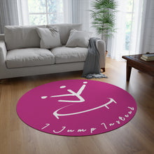 Load image into Gallery viewer, I Jump Instead Round Rug - Magenta w/ White Logo
