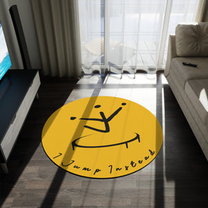 I Jump Instead Round Rug - Zesty Lemon w/ Black Logo