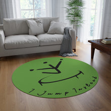 Load image into Gallery viewer, I Jump Instead Round Rug - Earthy Green w/ Black Logo

