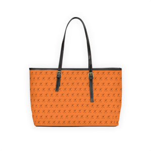 Faux Leather Shoulder Bag - Tangerine Orange w/ Black Logo