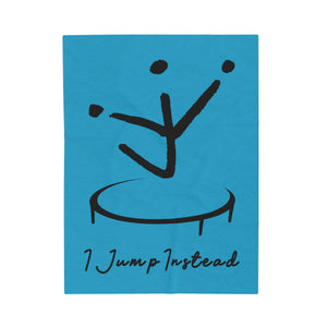 I Jump Instead Plush Blanket - Aquatic Blue w/ Black Logo