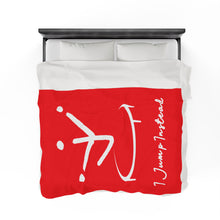 Load image into Gallery viewer, I Jump Instead Plush Blanket - Showstopper Red w/ White Logo
