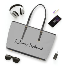 Load image into Gallery viewer, Faux Leather Shoulder Bag - Airy Grey w/ Black Logo
